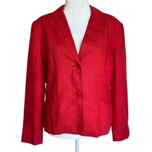 Talbots Irish Linen Blazer Women’s 16 Red Lightweight Classic Jacket‎ Workwear